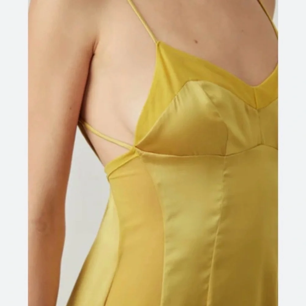 💛FREE PEOPLE City Cool Midi Slip Dress, Boho Chic Yellow Gold Boho Chic SMALL